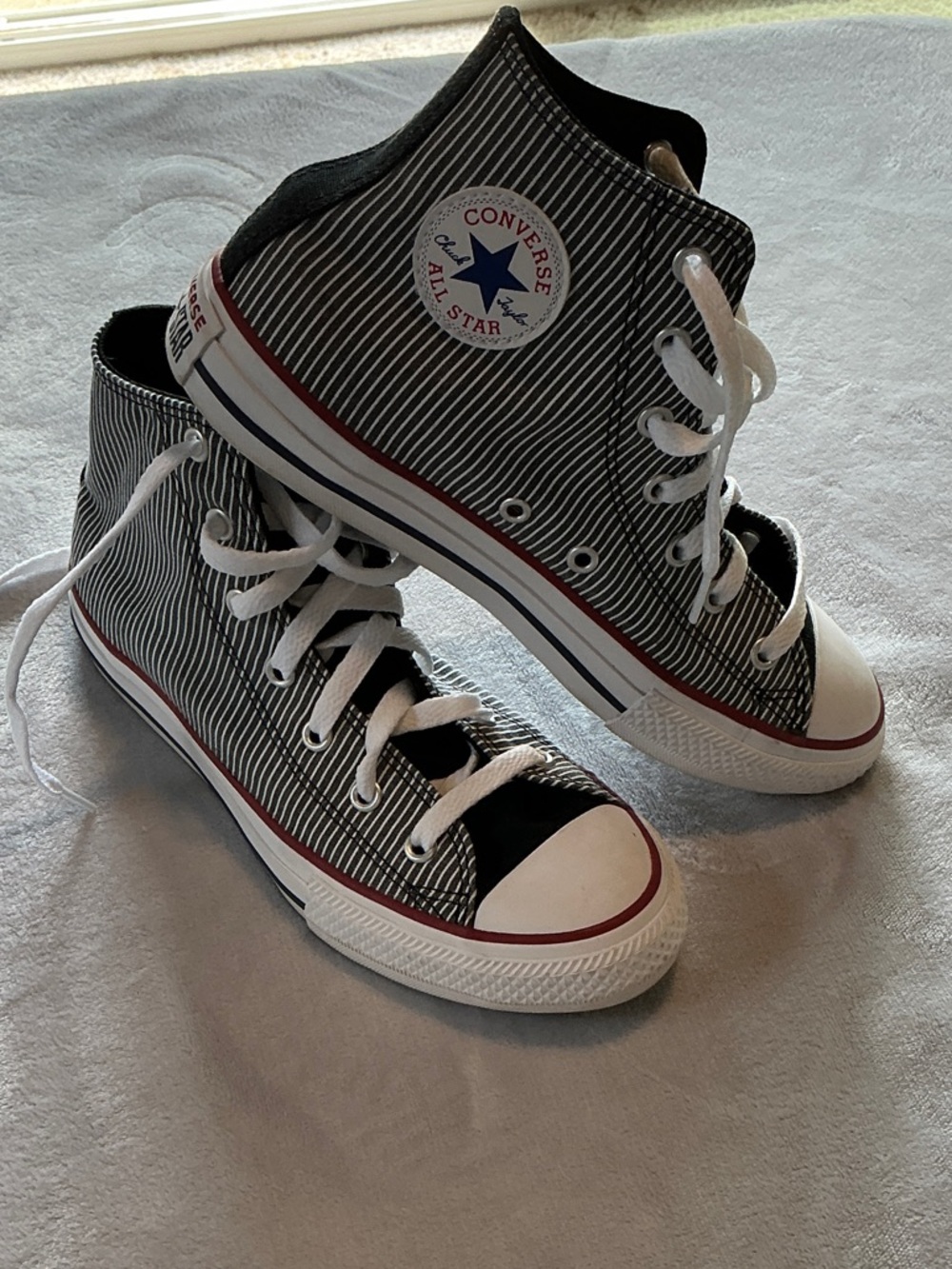 Converse Kids Black & White Striped Chuck Taylor High-Top Sneakers